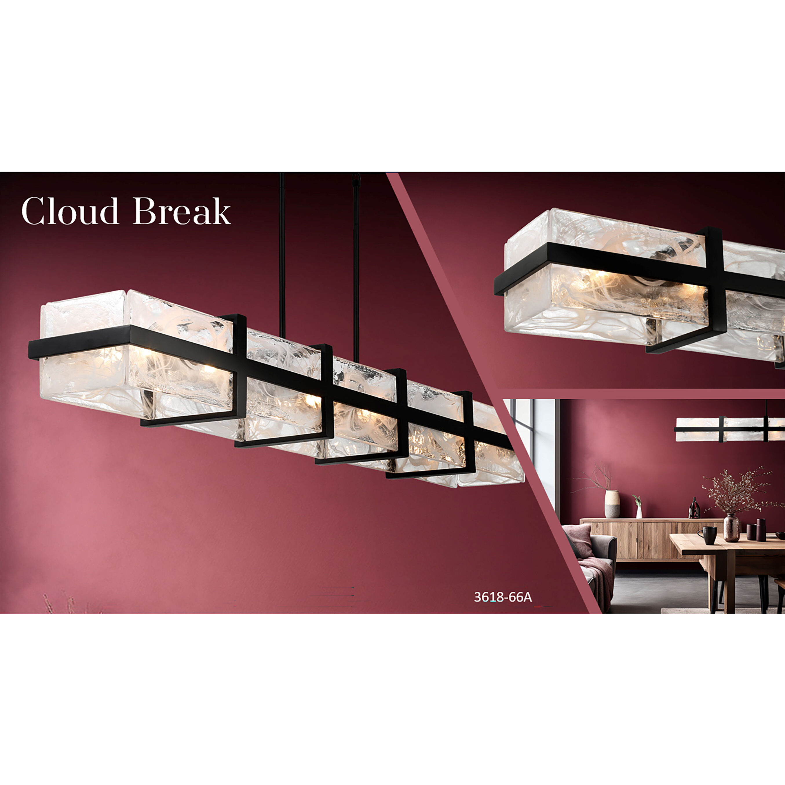 Cloud Break 12 Light 59.75 inch Coal Island Light Ceiling Light