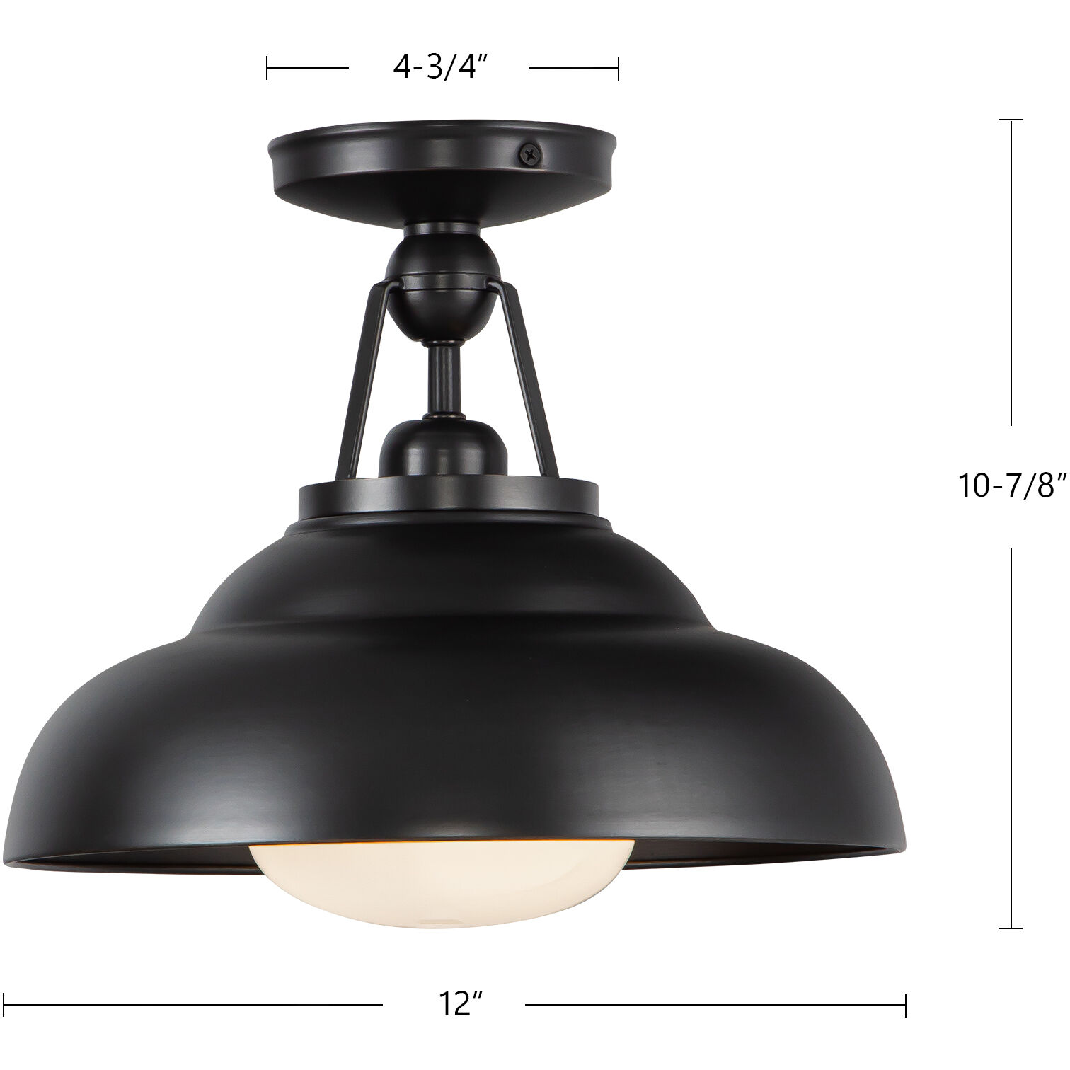 Palmetto 1 Light 12 inch Urban Bronze/Glossy Opal Semi-Flush Mount Ceiling Light