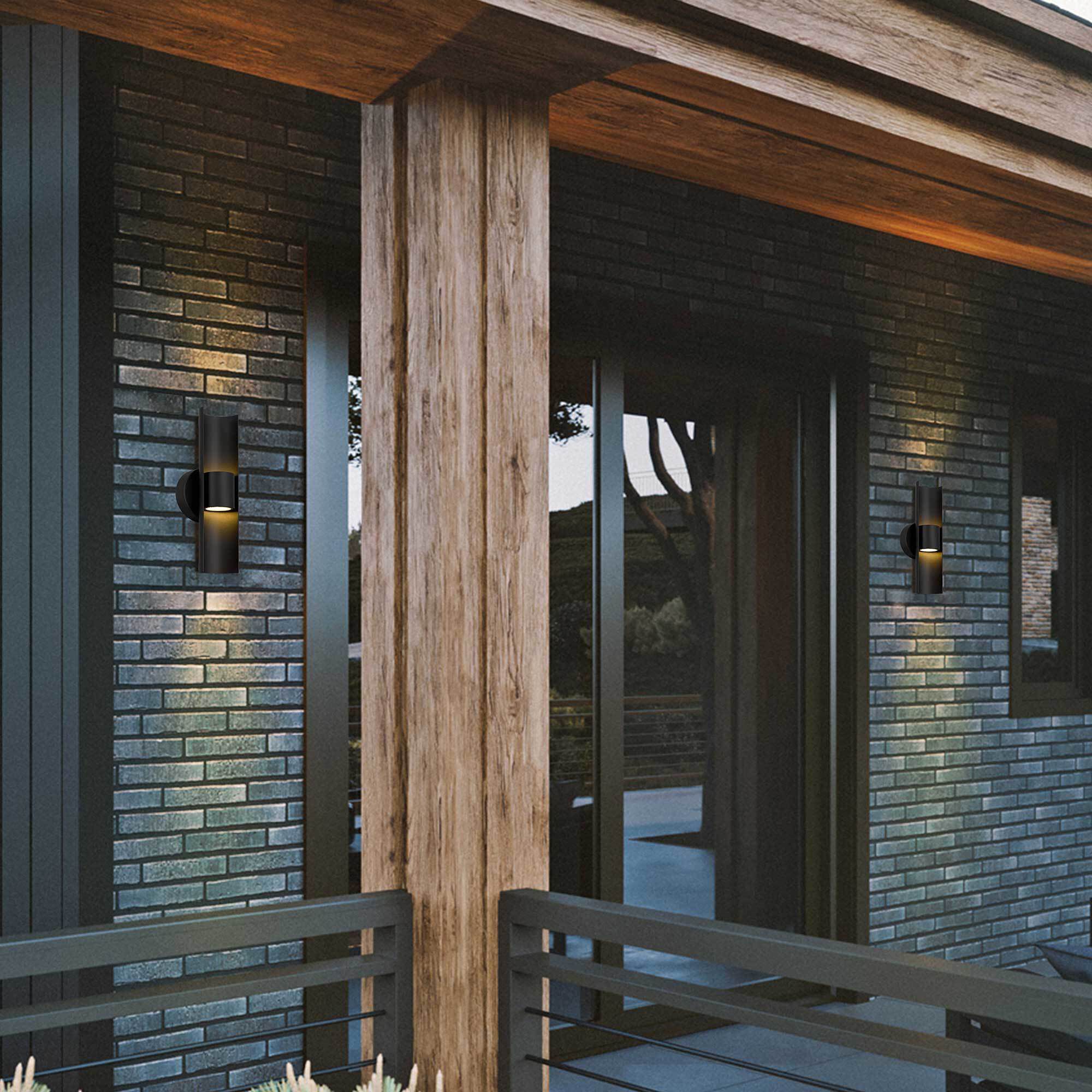 Hugo LED 14 inch Sand Black Outdoor Wall Sconce