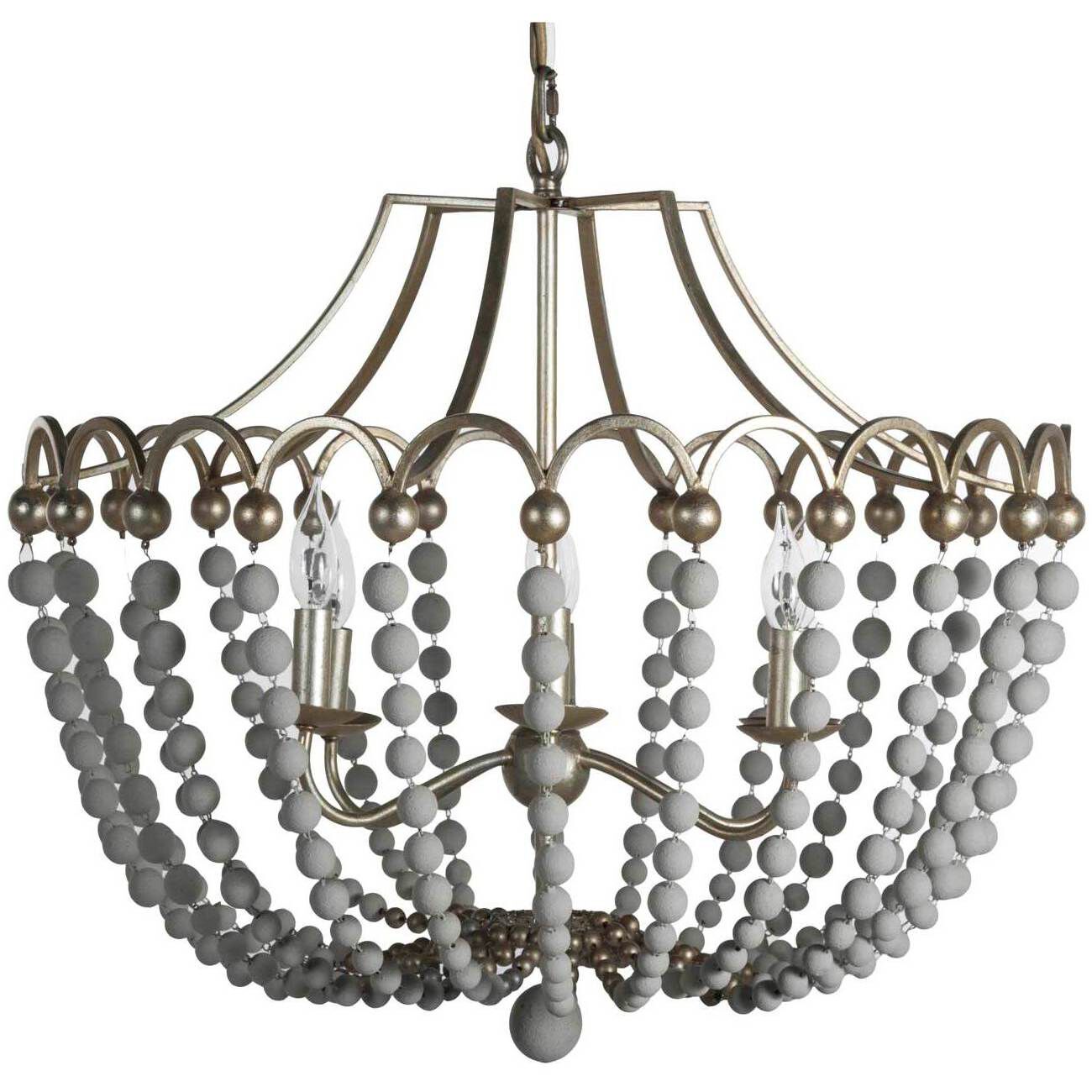 Peggy 6 Light 28.75 inch Champagne Silver / Dove White Chandelier Ceiling Light