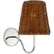 Amber Lewis Lyndsie LED 6 inch Polished Nickel Sconce Wall Light in Dark Wicker, Small