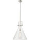 Newton Cone 1 Light 16 inch Satin Nickel Pendant Ceiling Light in Clear Glass
