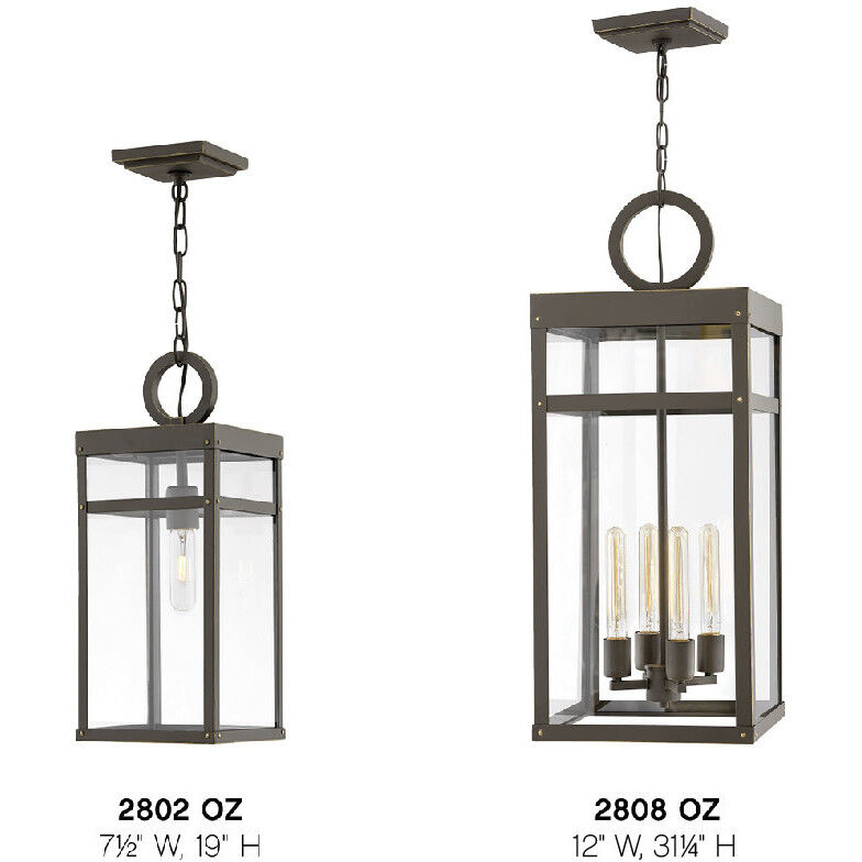 Open Air Porter 4 Light 12 inch Oil Rubbed Bronze Outdoor Hanging in Non-LED, Estate Series