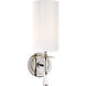 AERIN Drunmore 1 Light 4.5 inch Polished Nickel with Crystal Single Bath Sconce Wall Light in White Glass, Polished Nickel and Crystal