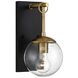 Farmhouse Outdoor Wall Lantern in Oil Rubbed Bronze with Natural Brass
