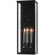 Tanzy 3 Light 28 inch Midnight Black Outdoor Wall Sconce, Large