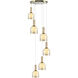 Juna 6 Light 25.2 inch Brass and Travertine Pendant Ceiling Light