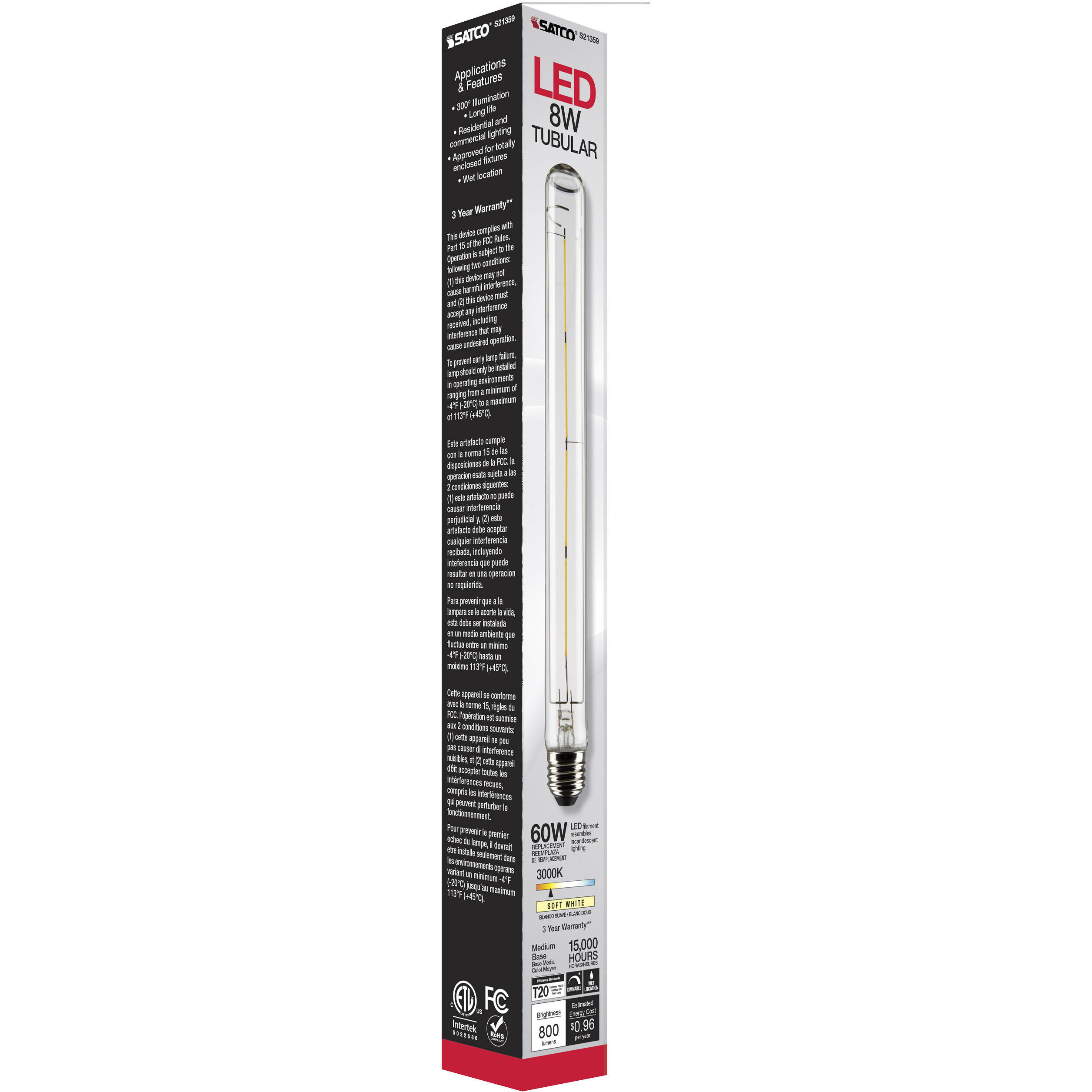 Lumos LED Medium Medium 8.00 watt 3000K LED Filament