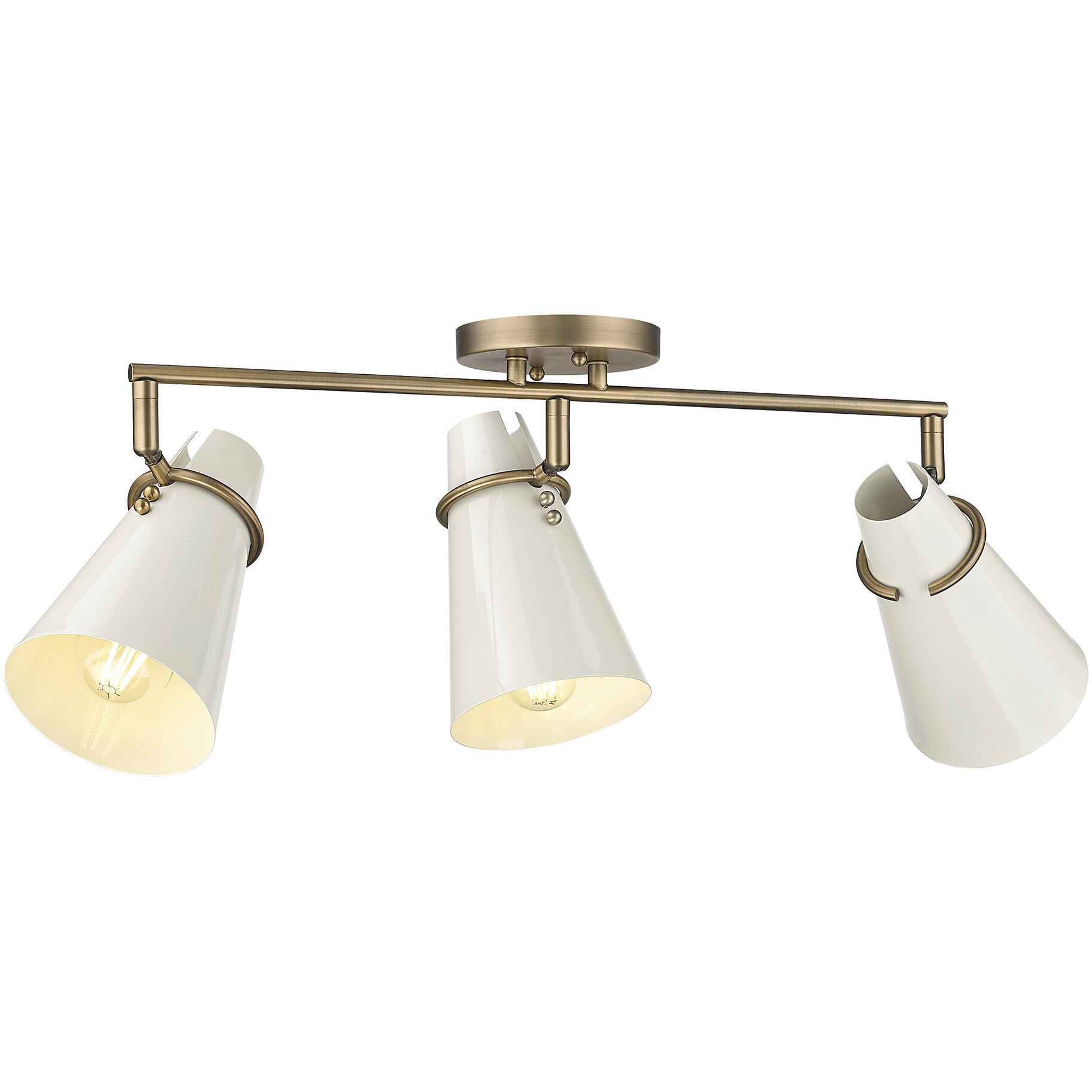 Reeva 3 Light 29.13 inch Modern Brass Semi-Flush Mount Ceiling Light in Glossy Ecru