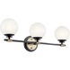 Benno 3 Light 24.5 inch Black and Champagne Bronze Bath Bracket Wall Light, 3 Arm