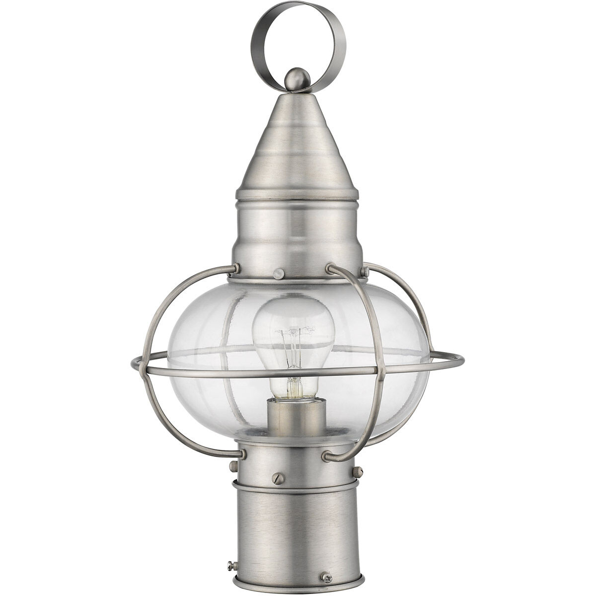 Newburyport 1 Light 15 inch Brushed Nickel Outdoor Post Top Lantern