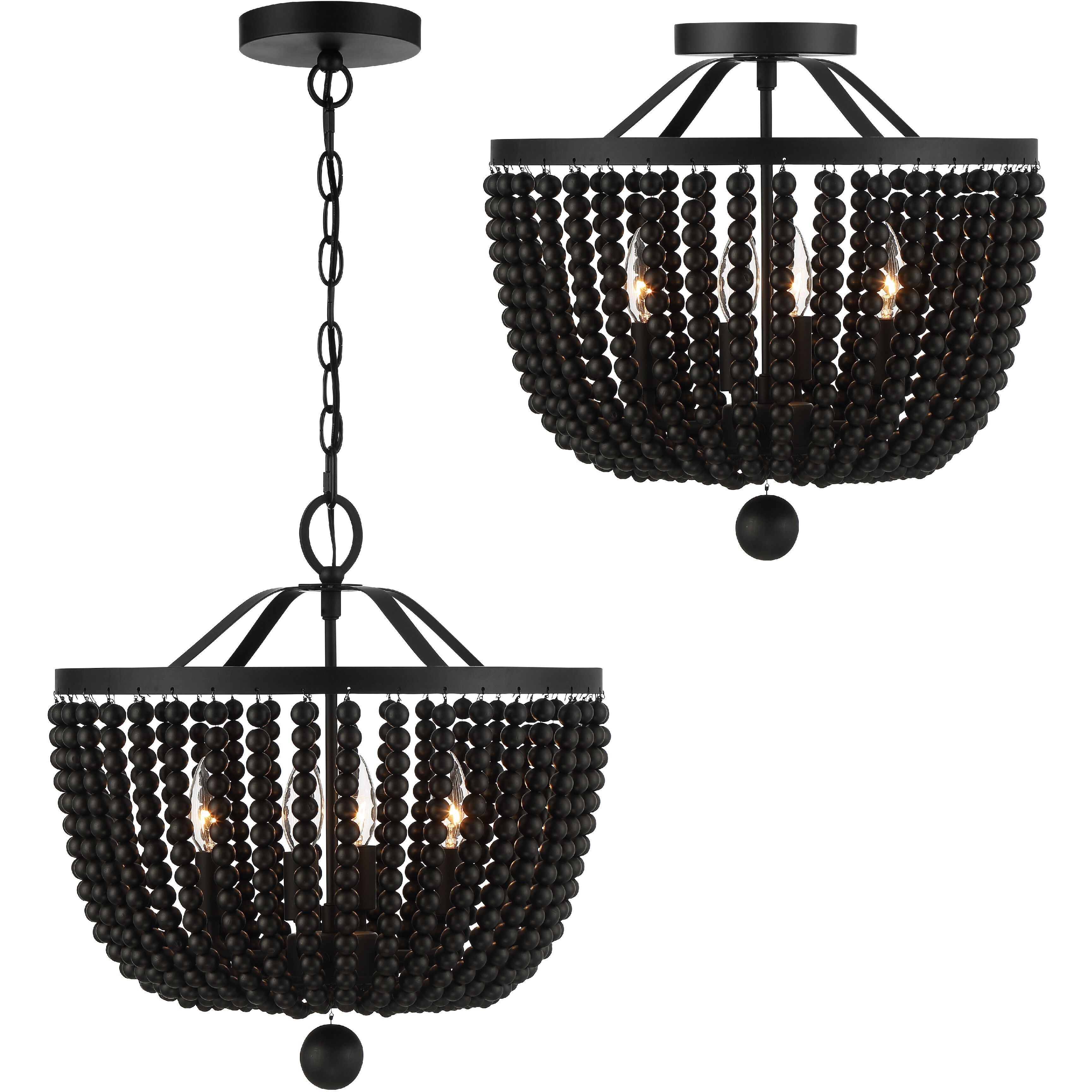 Rylee 4 Light 16.5 inch Matte Black Chandelier Ceiling Light