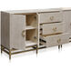 Augusta Weathered Oak and Natural Wood and Gold and Light Cream Cabinet