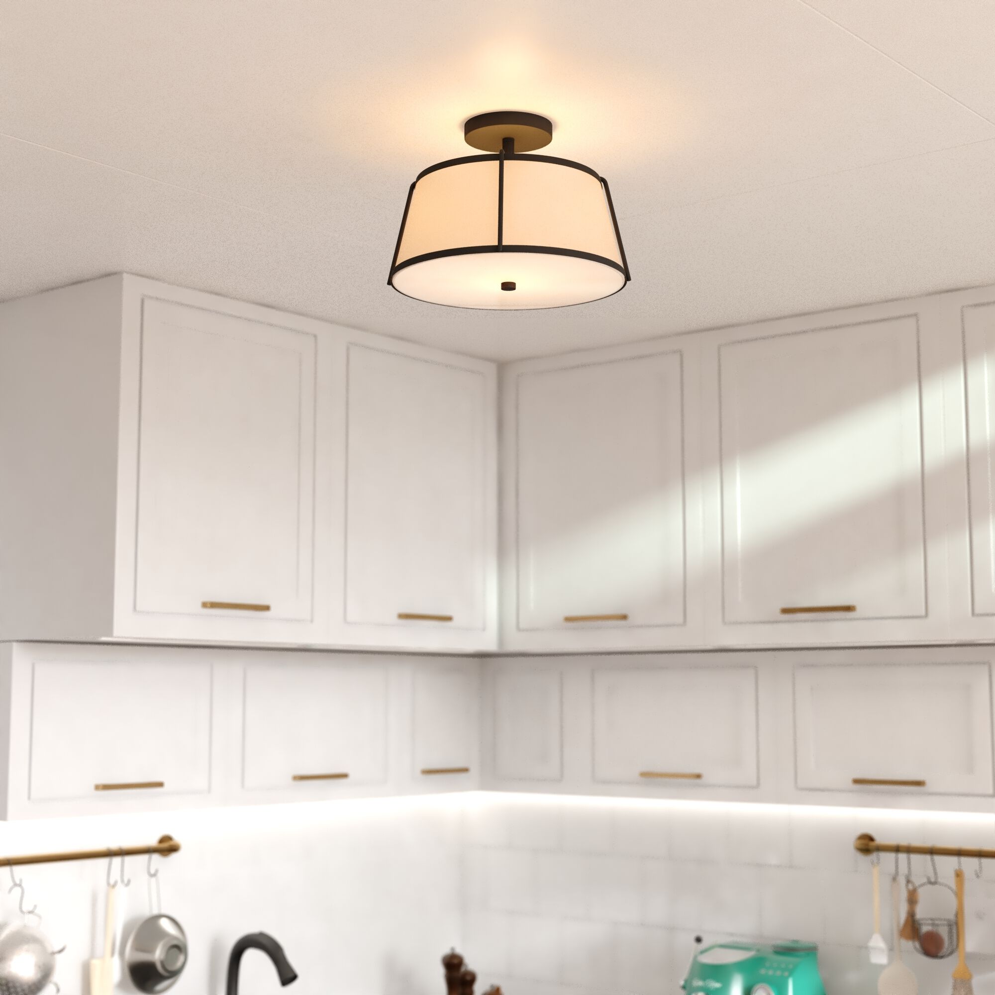 Marion 2 Light 13 inch Matte Black Semi-Flush Mount Ceiling Light