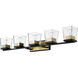 Bleeker Street 5 Light 42.5 inch Matte Black and Olde Brass Vanity Wall Light