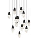 Beyond Martini LED 20 inch Black Multi-Light Pendant Ceiling Light in Optic Haze, Square Canopy