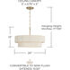 Delaney 4 Light 20 inch Matte Brass Pendant Ceiling Light, Convertible Dual Mount