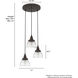 Cypress Grove 3 Light 17 inch Onyx Bengal Cluster Pendant Ceiling Light