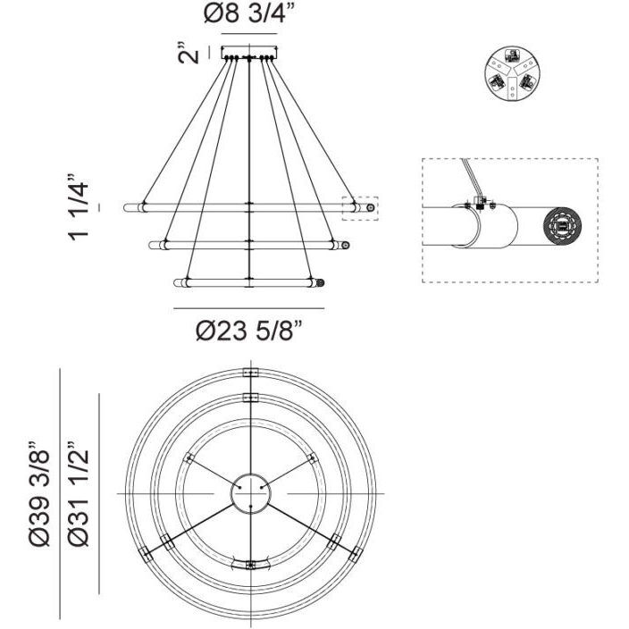 Inkara 3 Light 39.38 inch Pendant