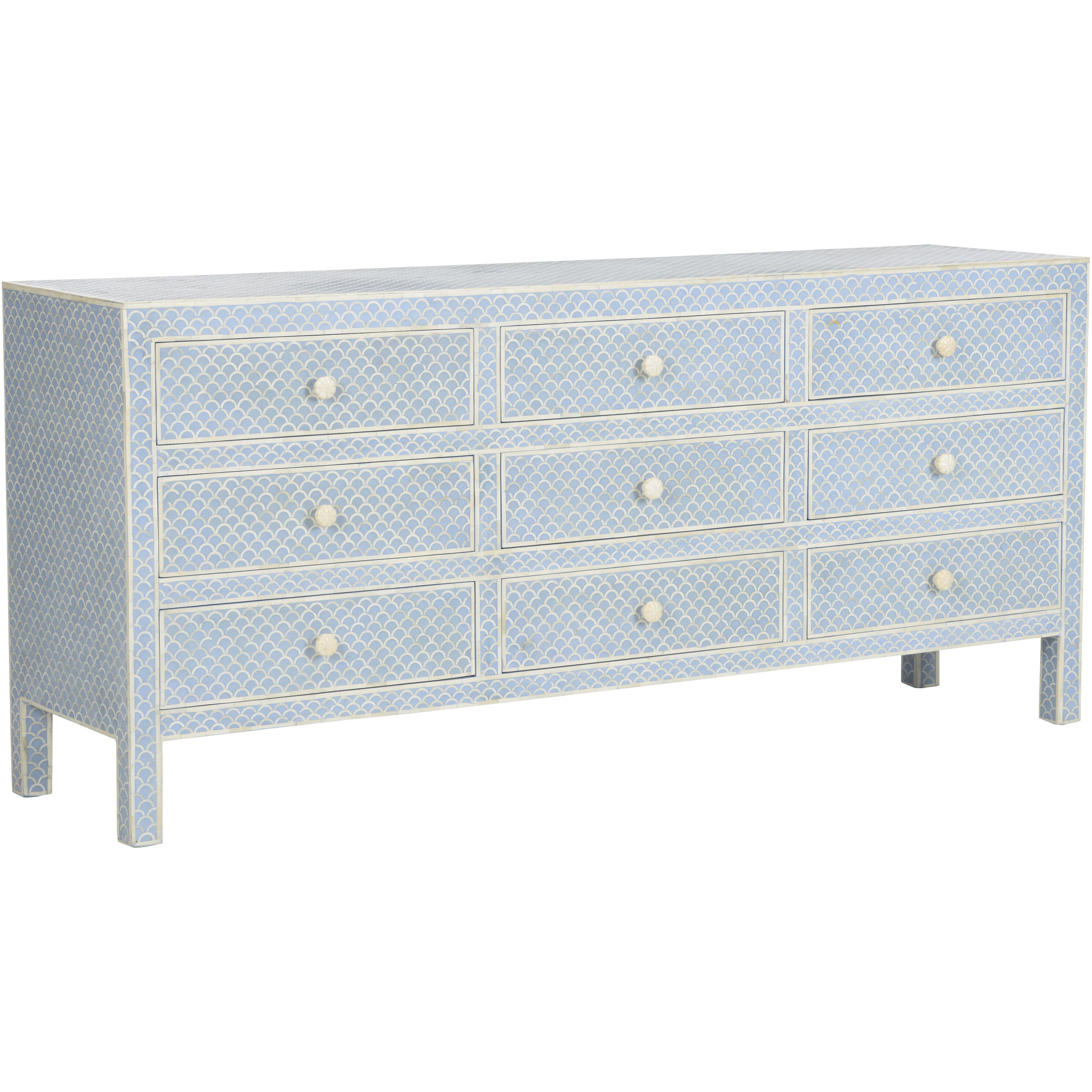 Milford White/Cream and Blue Dresser Chest
