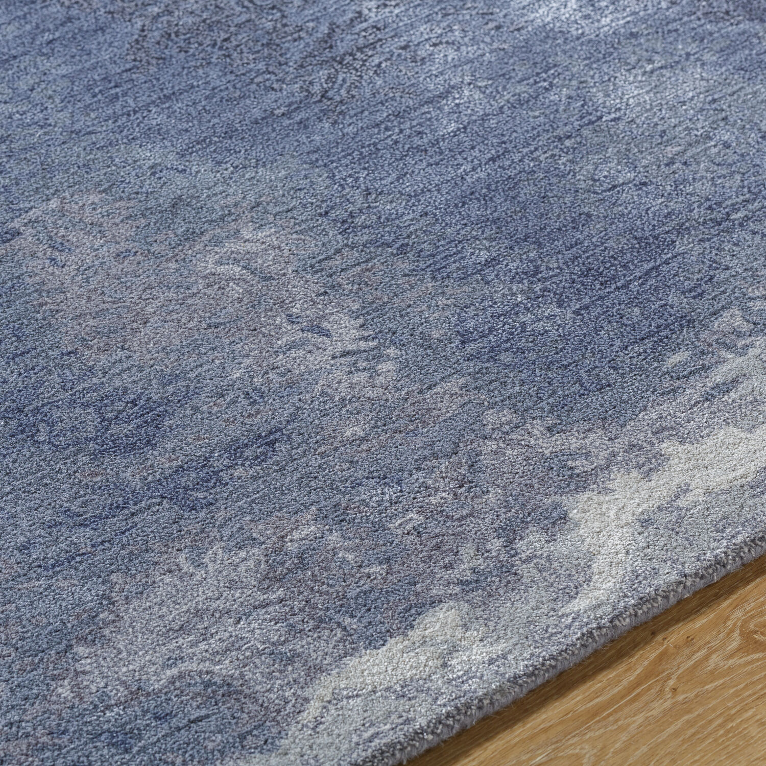 Kavita 180 X 144 inch Grey / Medium Grey / Dark Grey / Steel Grey / Nickel / Slate Blue / Metallic - Silver / Slate Handmade Rug in 12 x 15