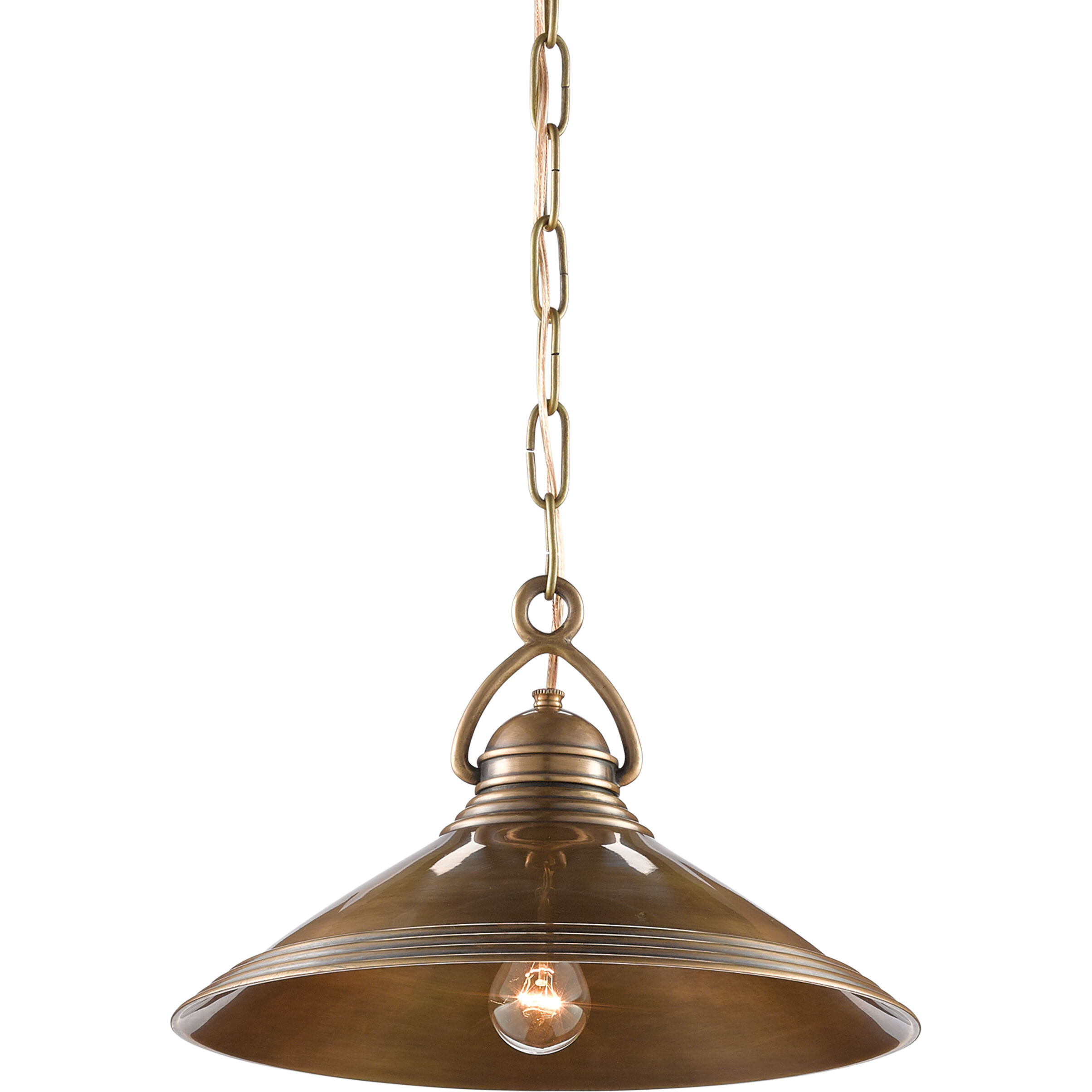 Weybright 1 Light 13.75 inch Vintage Brass Pendant Ceiling Light