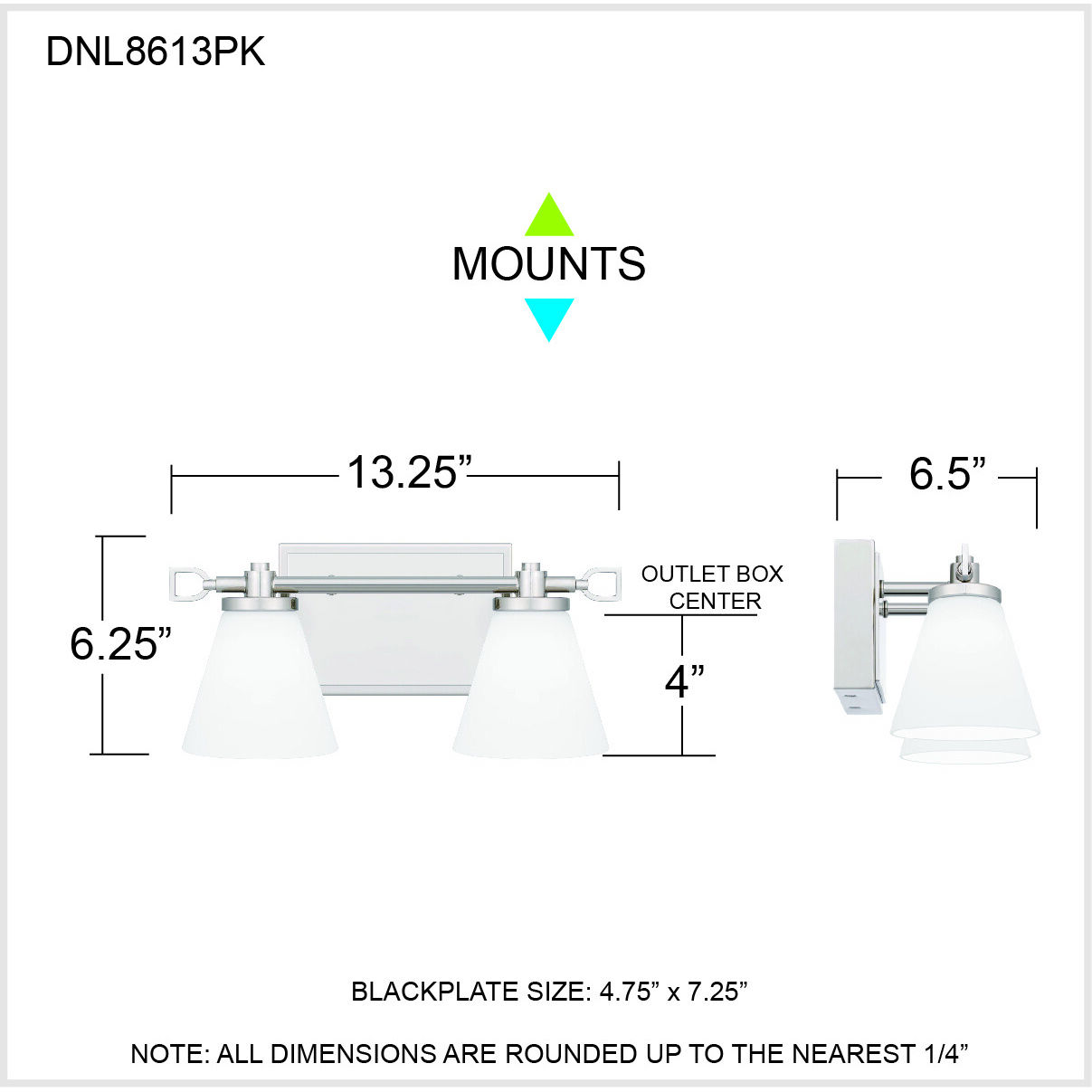 Daniels LED 13.25 inch Polished Nickel Bath Light Wall Light