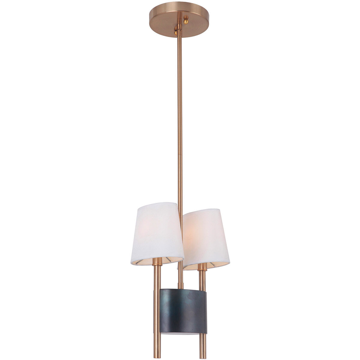 Parker 2 Light 6 inch Fired Steel/Satin Brass Pendant Ceiling Light
