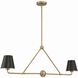 Xavier 2 Light 42 inch Vibrant Gold Linear Chandelier Ceiling Light