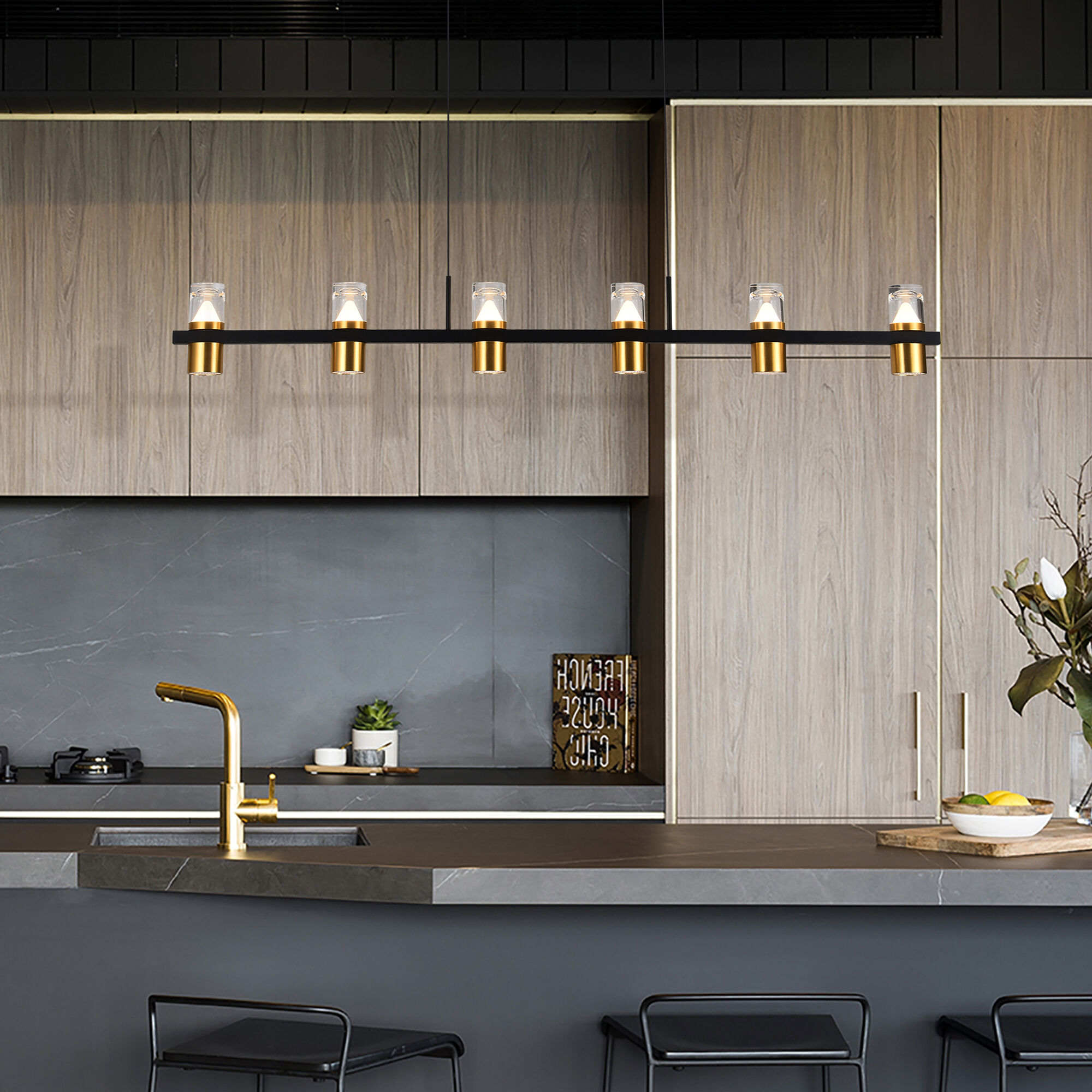 Ellegi Series Linear Chandelier Ceiling Light, Artisan Collection