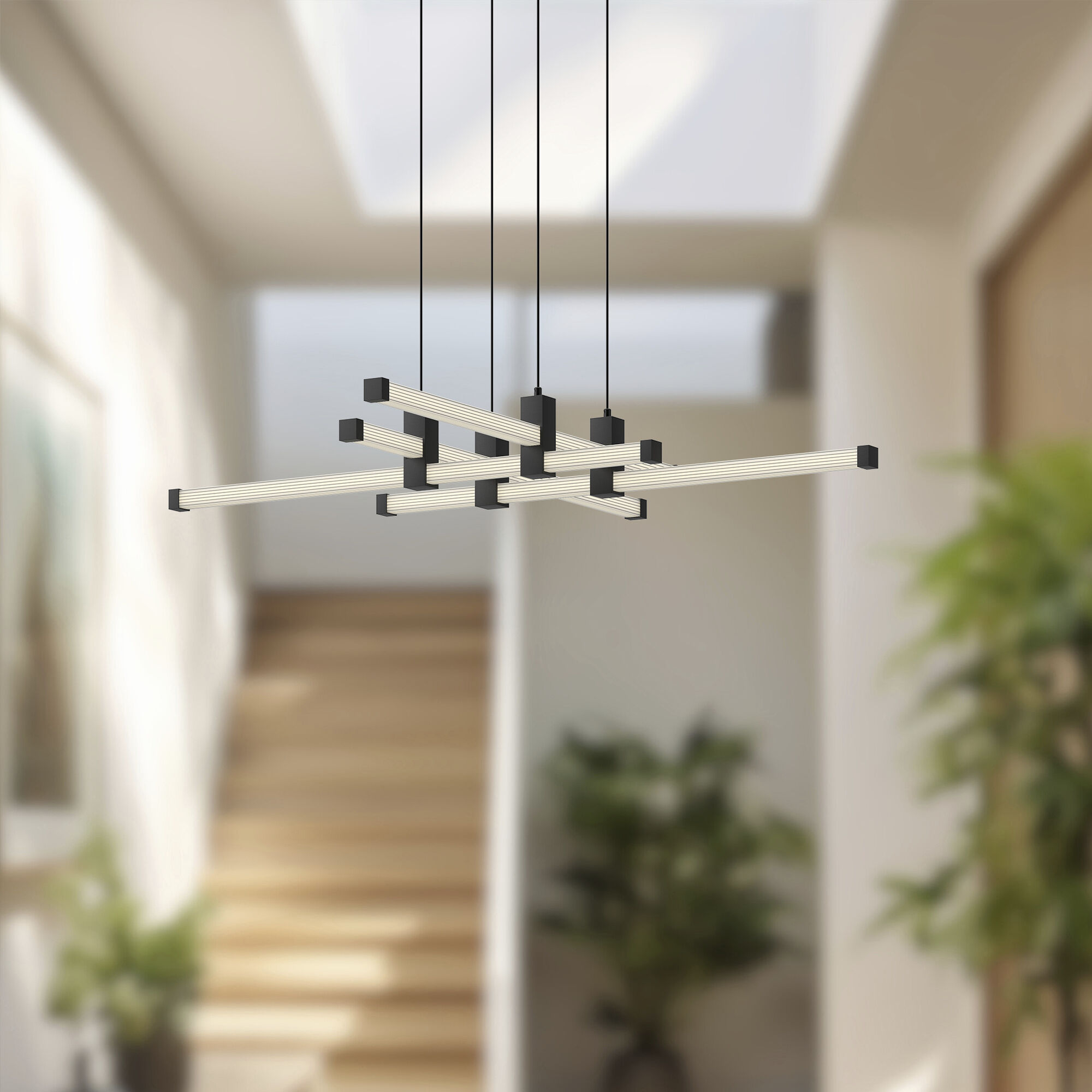Blade LED 34.13 inch Black Chandelier Ceiling Light