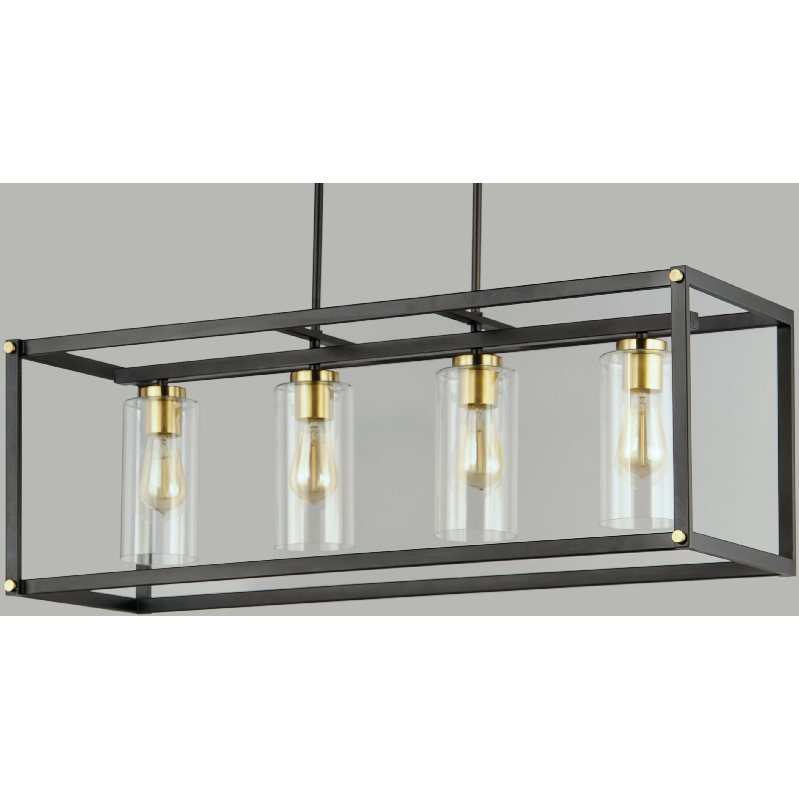 Capitol 4 Light 36 inch Black/Antique Brass Linear Pendant Ceiling Light
