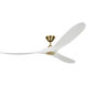 Maverick 70 inch Burnished Brass with Matte White Blades Ceiling Fan in Matte White and Burnished Brass