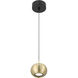 Halo LED 5 inch Coal And Brushed Gold Mini Pendant Ceiling Light