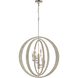 Retro Rings 6 Light 26 inch Sandy Beechwood with Polished Nickel Chandelier Ceiling Light