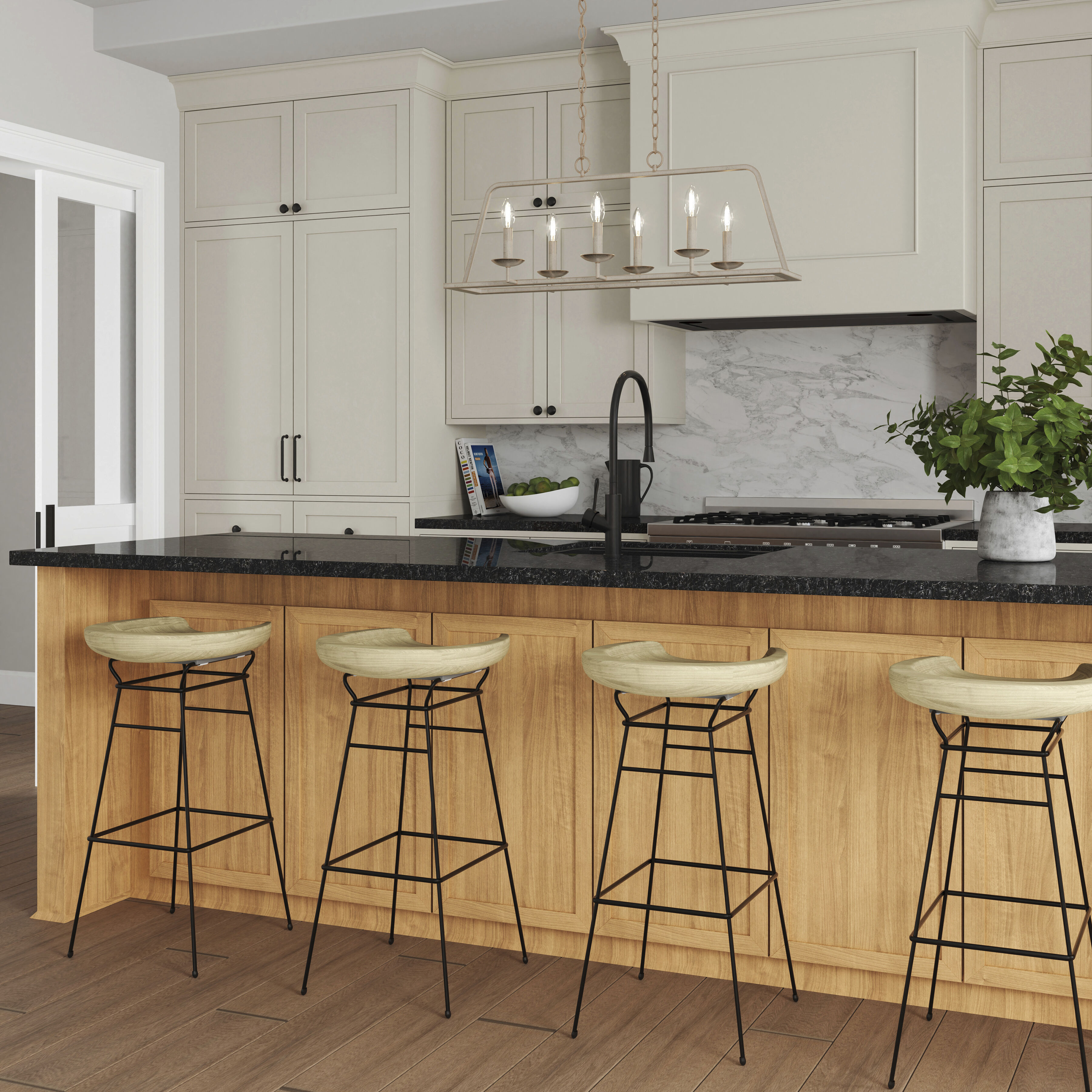 Joanie 6 Light 34 inch Antique White Linear Chandelier Ceiling Light