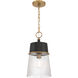 Stamford 1 Light 9 inch Legacy Brass and Dark Matte Black Pendant Ceiling Light