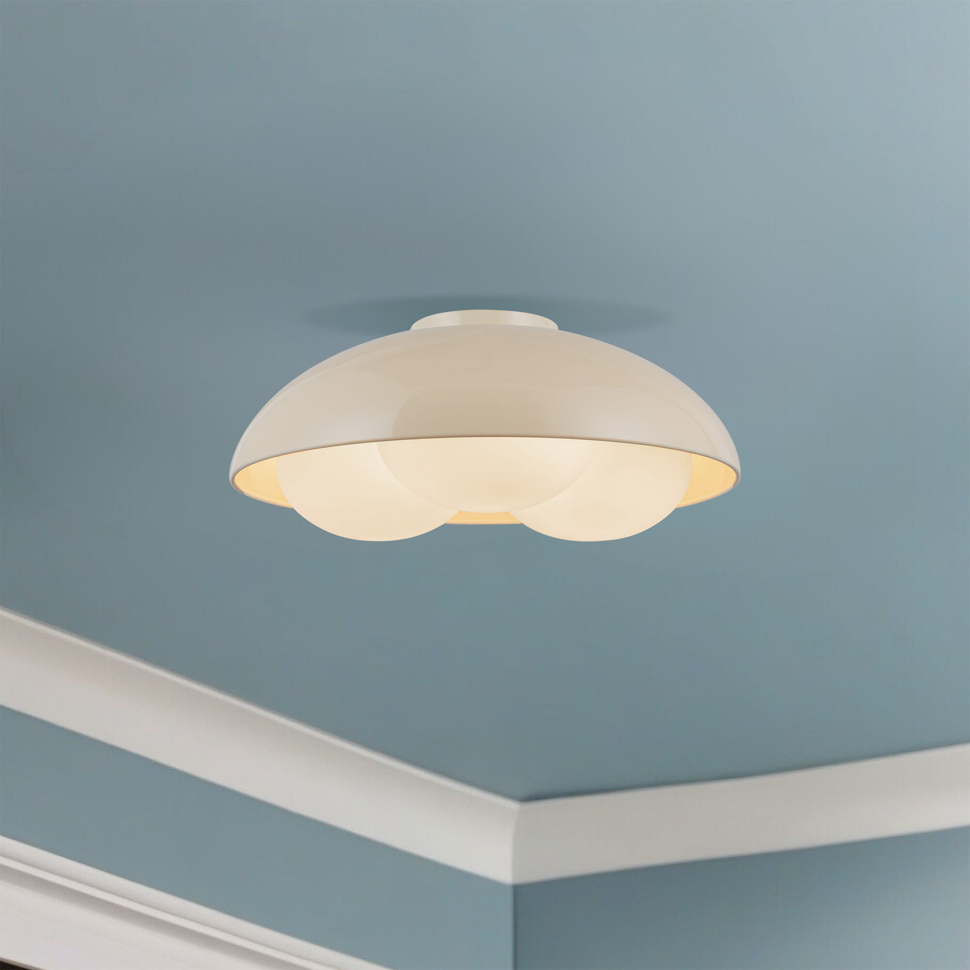 Alora Mood Robyn 3 Light 16 inch Pearl White/Opal Glass Flush Mount Ceiling Light