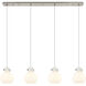 Newton Sphere 4 Light 51.75 inch Brushed Satin Nickel Linear Pendant Ceiling Light in White Glass