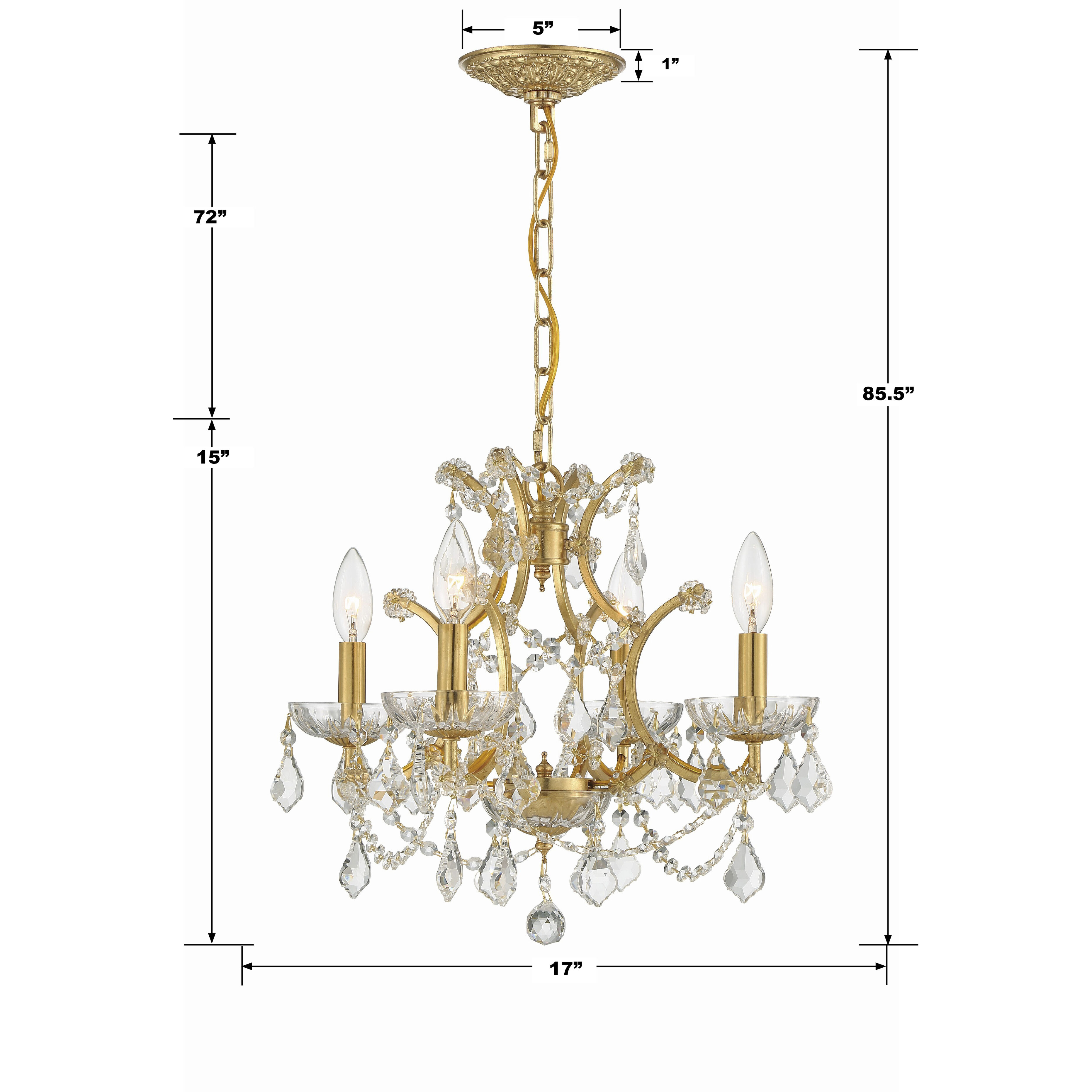 Filmore 4 Light 17.5 inch Antique Gold Mini Chandelier Ceiling Light in Clear Hand Cut
