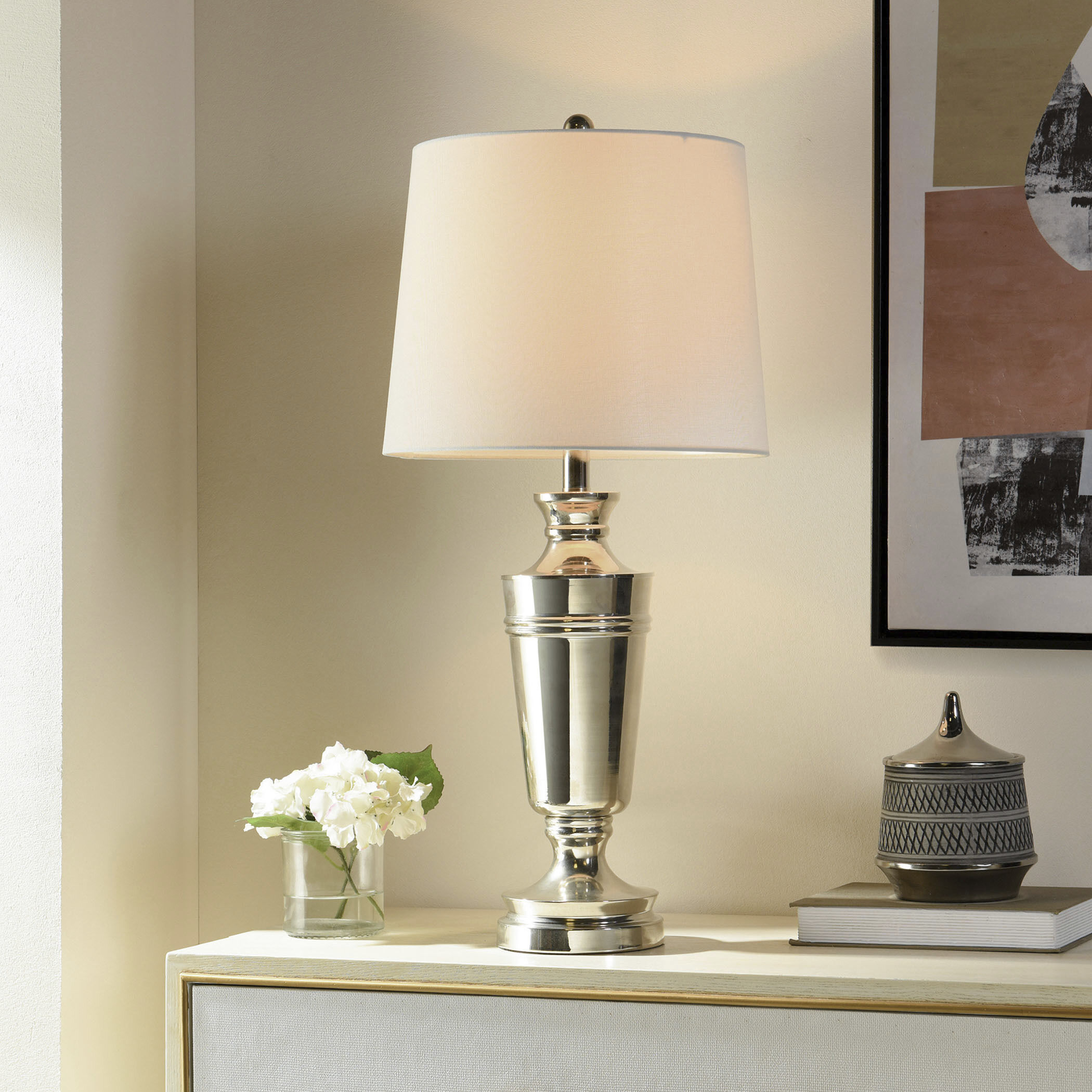 Cameron 30 inch 150.00 watt Polished Nickel Table Lamp Portable Light