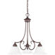 Hometown 3 Light 22 inch Bronze Chandelier Ceiling Light