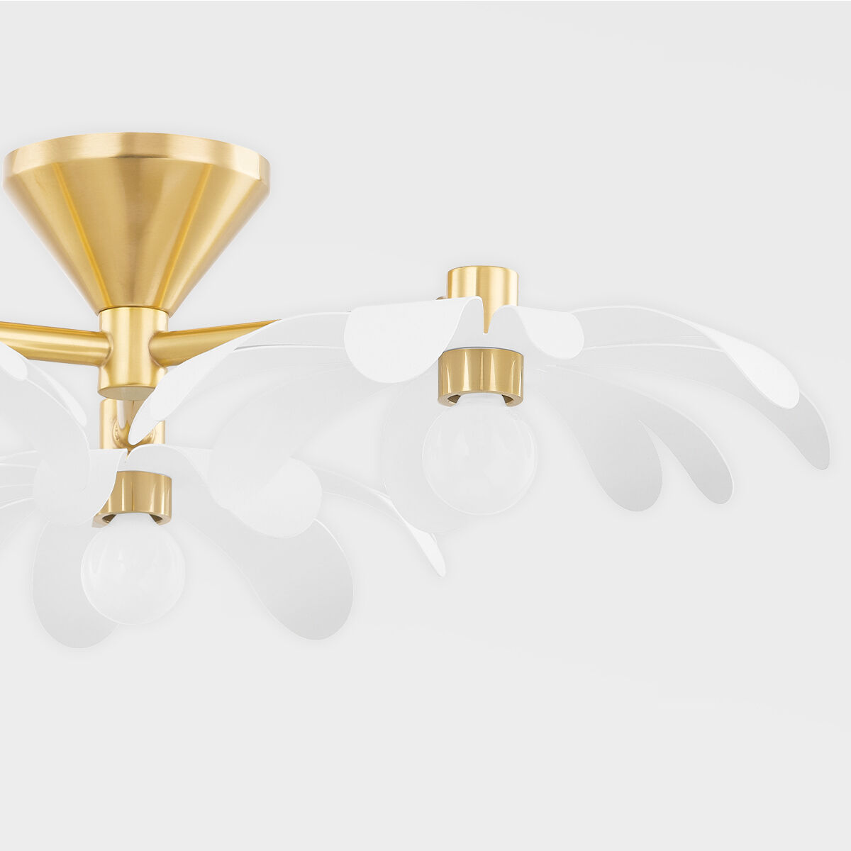 Twiggy 3 Light 25 inch Aged Brass/Textured White Combo Semi Flush Mount Ceiling Light