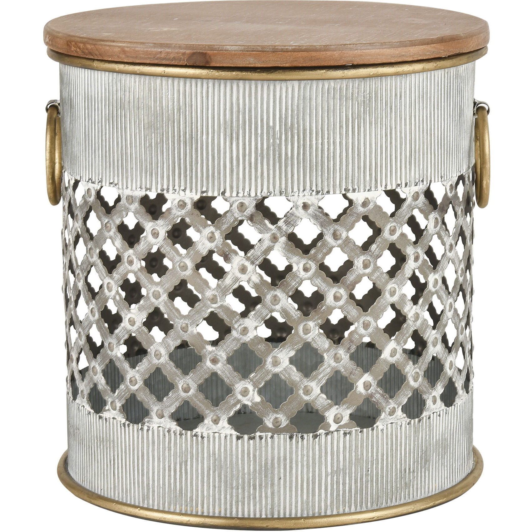 Parla 18 X 18 inch Galvanized with Brown Accent Table, Set of 2