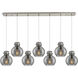 Newton Sphere 7 Light 51.75 inch Brushed Satin Nickel Linear Pendant Ceiling Light in Light Smoke Glass