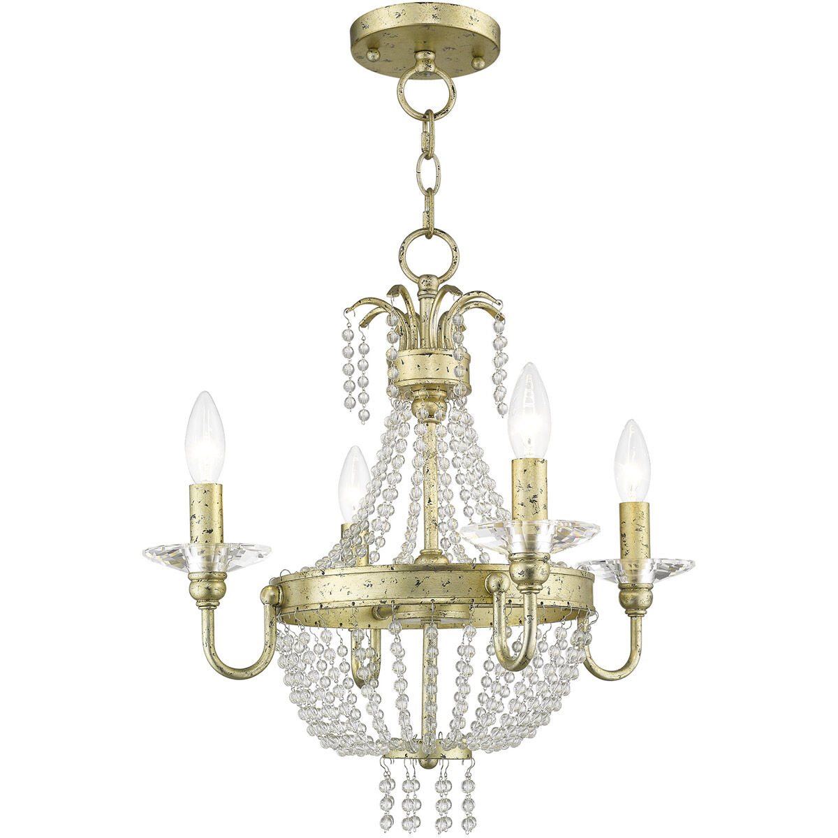 Valentina 4 Light 18 inch Hand Applied Winter Gold Convertible Mini Chandelier/Ceiling Mount Ceiling Light