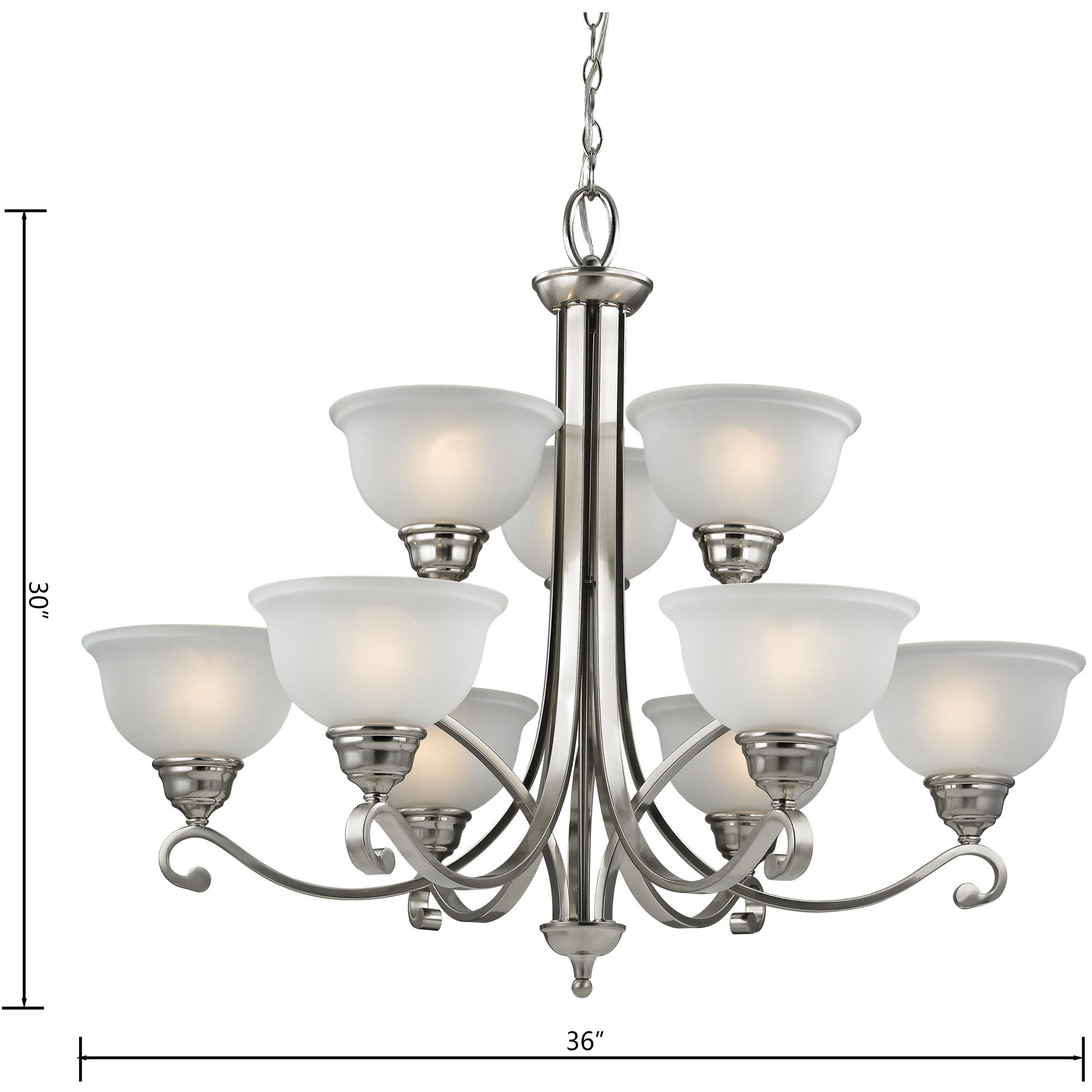 Hamilton 9 Light 36 inch Brushed Nickel Chandelier Ceiling Light
