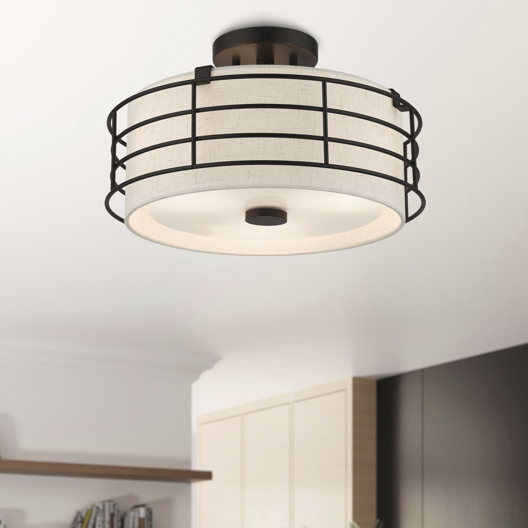 Blanchard 3 Light 15 inch English Bronze Semi Flush Mount Ceiling Light, Large