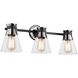 Kanata 3 Light 26 inch Black and Brushed Nickel Vanity Light Wall Light