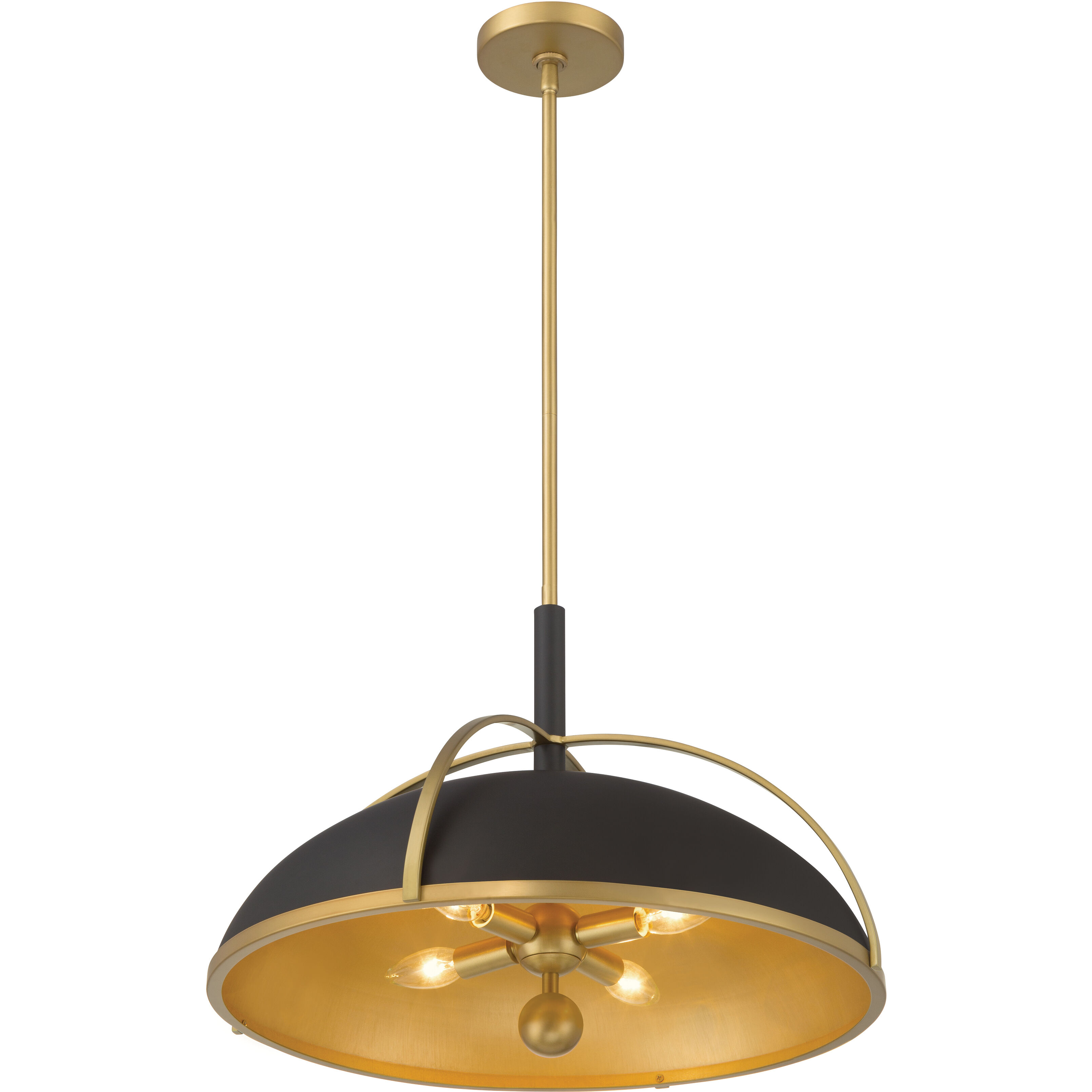 Yorkshire 4 Light 20.75 inch Dark Matte Black and Legacy Brass Pendant Ceiling Light